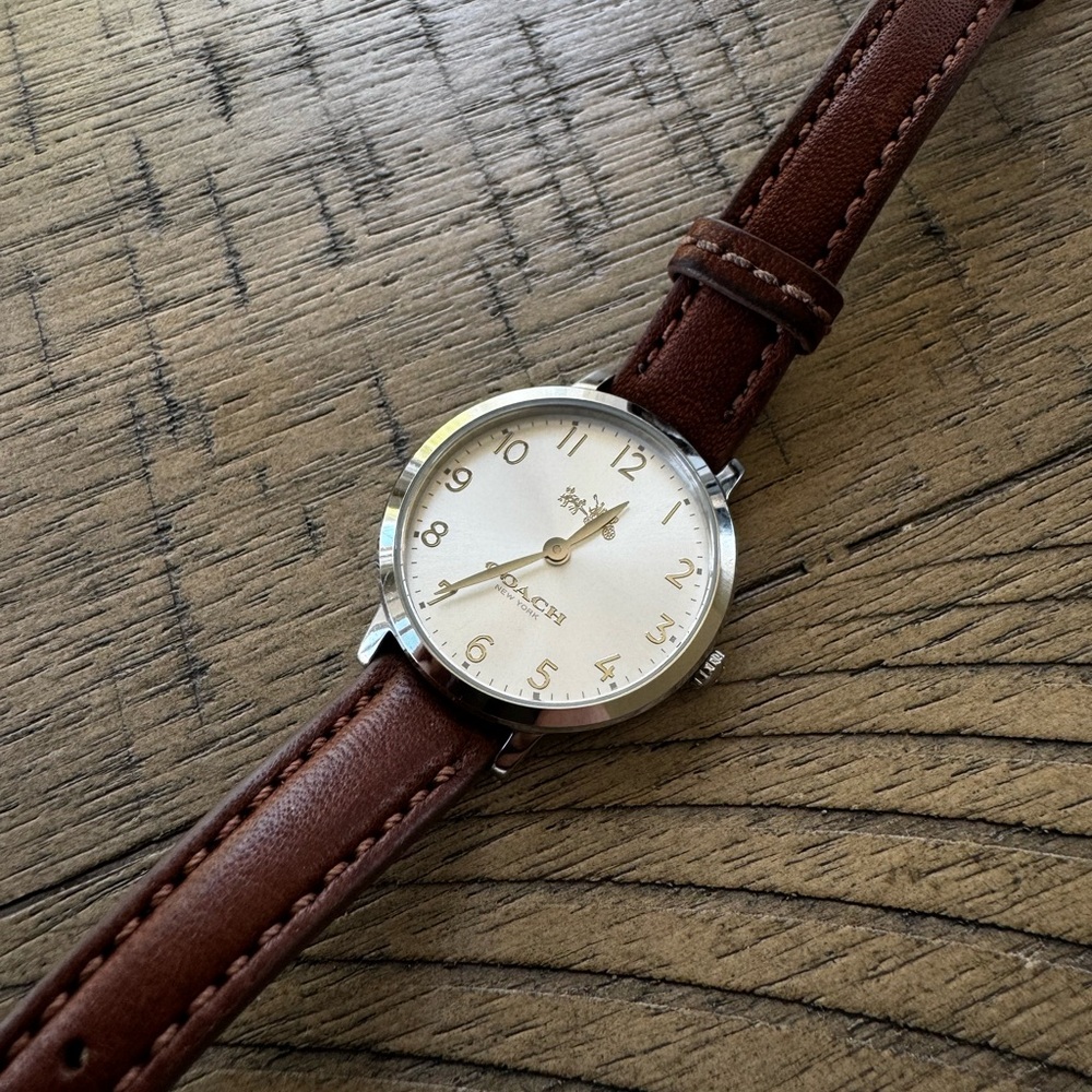 Women’s Coach Wrist Watch Silver w/ Leather Band